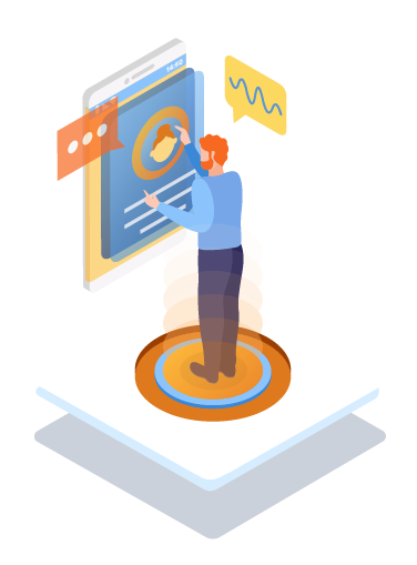 Ilustração de pessoa utilizando um tablet grande